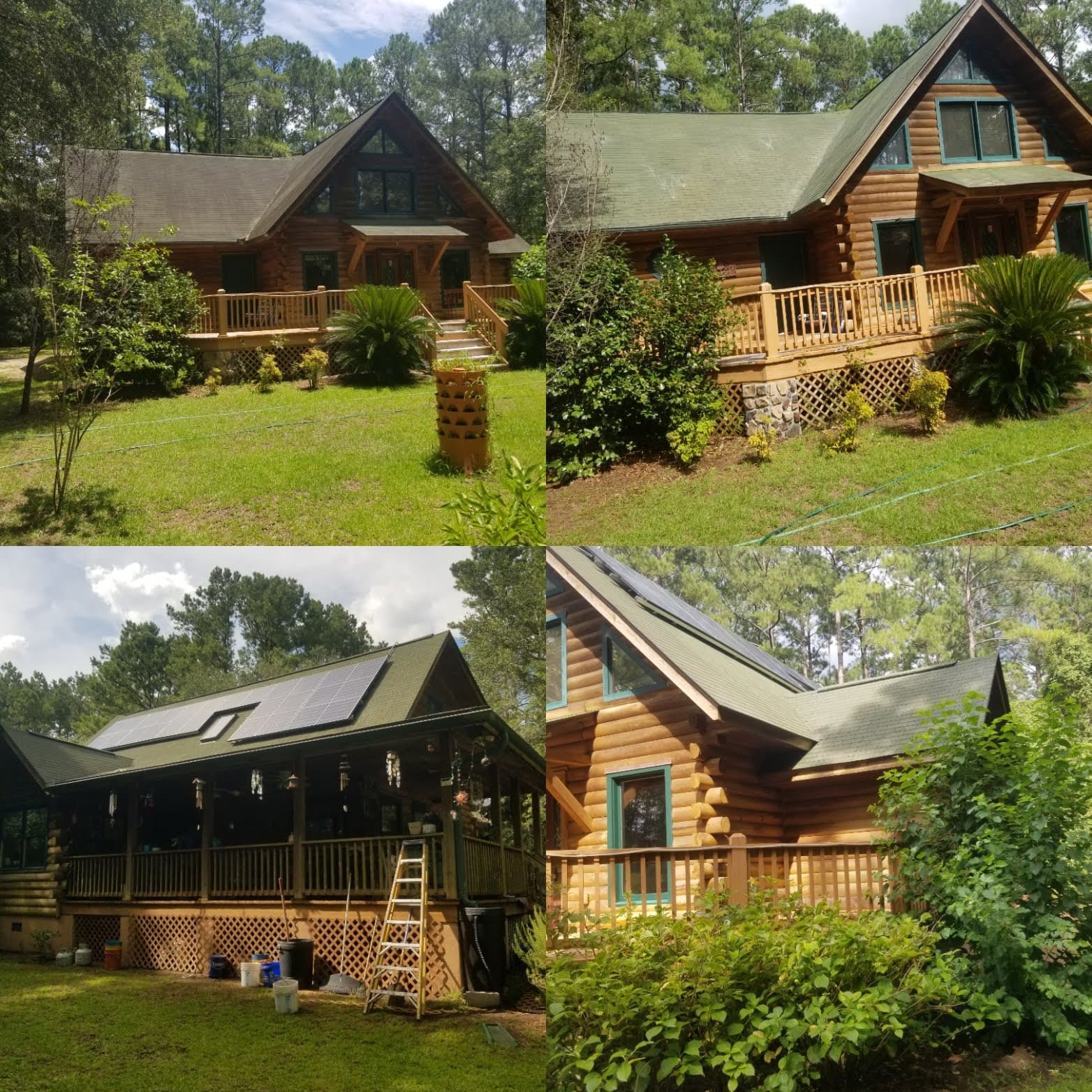 Eco-Friendly Roof and Solar Panel Cleaning at a Scenic Log Cabin image